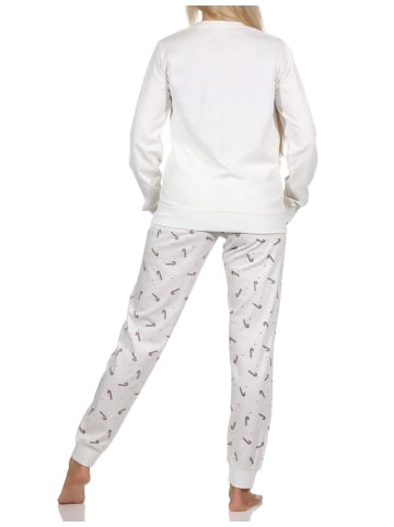 NORMANN Schlafanzug Weihnachten langarm Bündchen - 88729 in creme