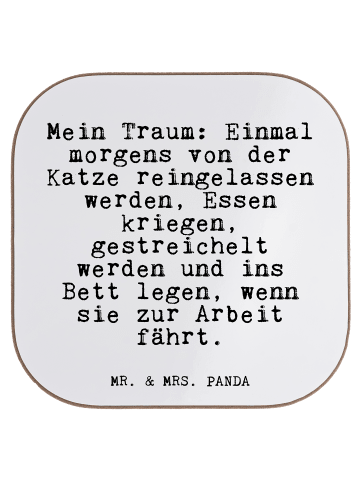 Mr. & Mrs. Panda Untersetzer Mein Traum: Einmal morgens... mit S... in Weiß