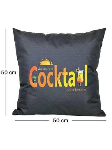 JACK 1x Outdoor Kissenhülle Motiv 50x50cm Cocktail in Anthrazit/Orange