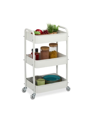 relaxdays Rollwagen in Weiß - (B)43,5 x (H)71,5 x (T)29,5 cm