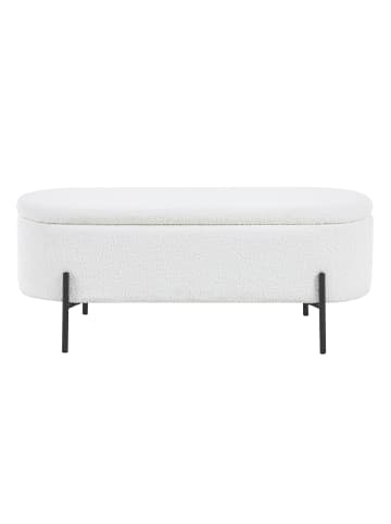 SalesFever Hockerbank 110 cm aufklappbar mit Stauraumfunktion aus Bouclé-Stoff in Weiß