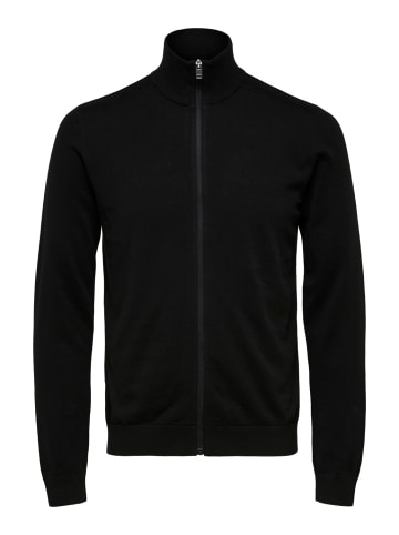 SELECTED HOMME Sweatjacke SLHBERG FULL ZIP CARDIGAN in Schwarz