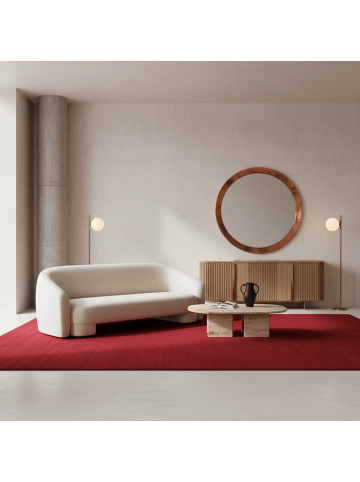 KADIMA DESIGN Teppich Kurzflor Waschbar Einfarbig LECH Microfaser OEKO-TEX in Rot