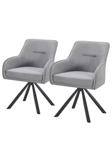 home24 Drehbarer Armlehnenstuhl PERRO 2er Set in Hellgrau