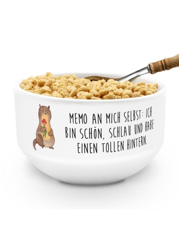 Mr. & Mrs. Panda Obstschale Otter Blumenstrauß mit Spruch in Weiß