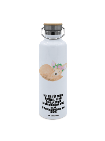 Mr. & Mrs. Panda Thermosflasche Wüstenfuchs Blumen mit Spruch in Weiß