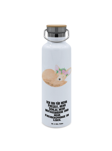 Mr. & Mrs. Panda Trinkflasche Wüstenfuchs Blumen mit Spruch in Weiß