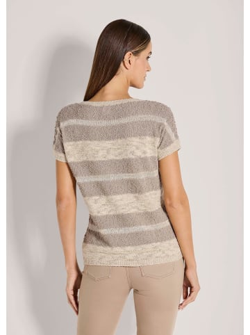 MADELEINE Kurzarm-Pullover mit Glanz-Effekt in berber / cappuccino / gold