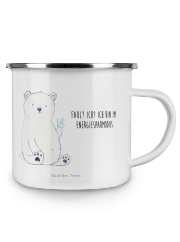 Mr. & Mrs. Panda becher emaille Eisbär Faul mit Spruch in Weiß