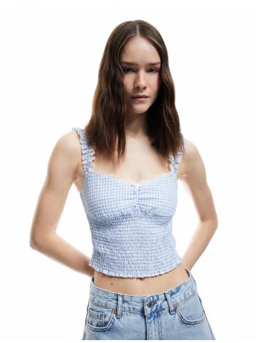 KOTON BLUSE SS in Blau Karomuster