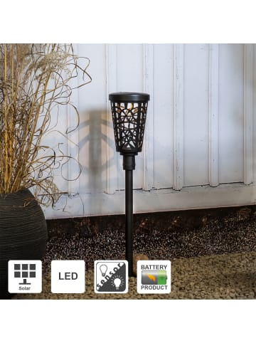 STAR Trading LED Solar Gartenleuchte, schwarze Gartenfackel, Wegeleuchte, warmweiß,
