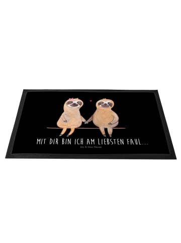 Mr. & Mrs. Panda Schmutzmatte Faultier Pärchen mit Spruch in Schwarz