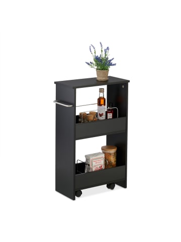 relaxdays Nischenwagen in Schwarz - (B)42 x (H)66,5 x (T)20 cm