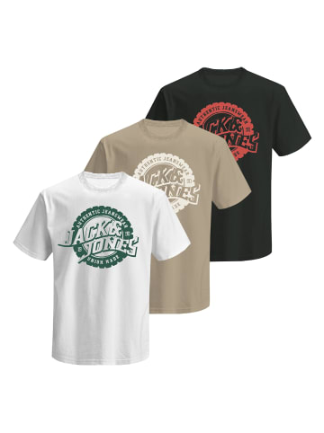 Jack and Jones 3er Pack T-Shirts JPRBLUBARON SS Tee Crew Neck in Mehrfarbig