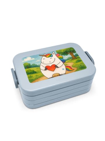 Mr. & Mrs. Panda Lunchbox Einhorn Herz Design ohne Spruch in Blau Pastell