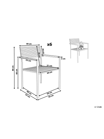 Beliani 6er-Set Esszimmerstuhl VIAREGGIO in Braun/Silber