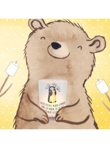 Mr. & Mrs. Panda Deko Windlicht Pinguin Schizophrenie mit Spruch in Transparent