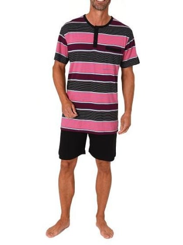 NORMANN kurzarm Schlafanzug Shorty Streifen - 80211 in pink
