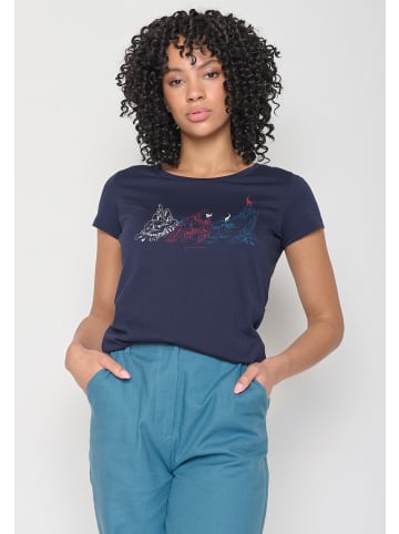 GreenBomb T-Shirt Animal Goat Mountains in Marineblau