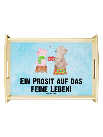Mr. & Mrs. Panda Serviertablett Glühschwein Sause mit Spruch in Eisblau