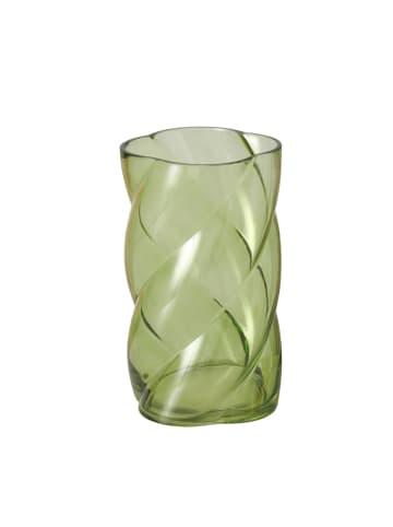 Boltze Glasvase mit Glanzeffekt, CURVO in Grün, Ø 17,5 x (H) 20,3 cm