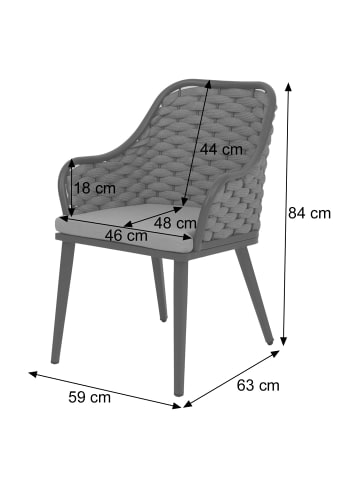 MCW 2er-Set Gartenstuhl O16, Anthrazit Kissen hellgrau