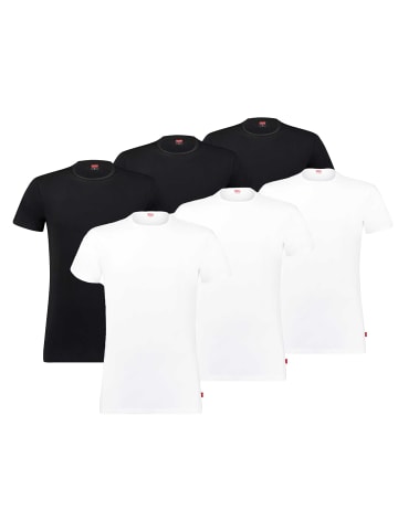 Levi´s T-Shirt 6er Pack in Weiß/Schwarz