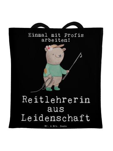 Mr. & Mrs. Panda Tragetasche Reitlehrerin Leidenschaft mit Spruch in Schwarz