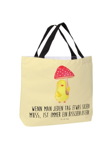 Mr. & Mrs. Panda Tote Bag Küken Fliegenpilz mit Spruch in Gelb Pastell