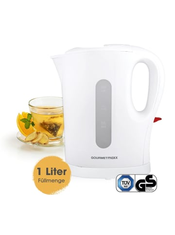 Gourmet Maxx Wasserkocher 1l 1200W weiß kabellos Weiß