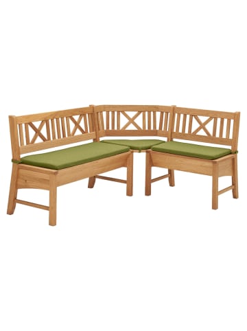 58 aufm Kessel ECKBANK Delbin 139 x 179 x 87 Massivholz Wildeiche geölt/Grün