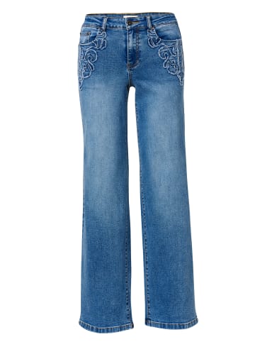KOROSHI Breiter Damenjeans-Aufnäher mit Stickerei in blau
