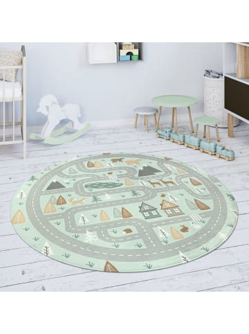 KADIMA DESIGN Kinderteppich waschmaschinenwaschbar Waldwege Kinderzimmer in Türkis