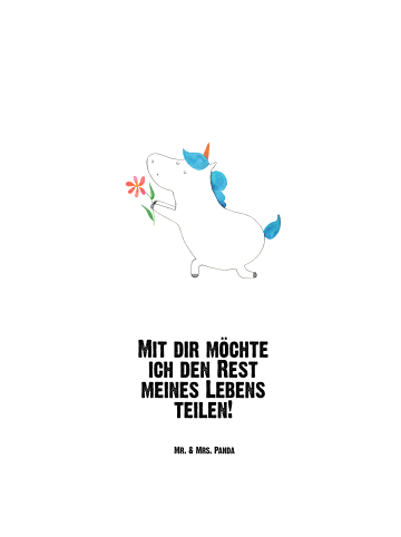 Mr. & Mrs. Panda Trinkflasche Einhorn Blume mit Spruch in Weiß