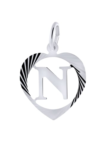 Lucardi 925 Silber Anhänger "Buchstabe N" Herz