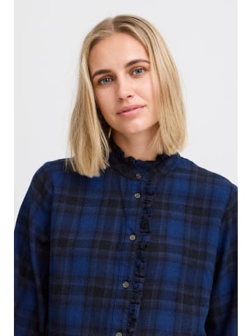 PULZ Jeans PZKATELYN Frill Shirt regular fit in Clematis Blue Check