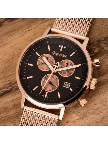 Gigandet Quarzuhr Chronograph "CLASSICO" in Rosegold/Braun