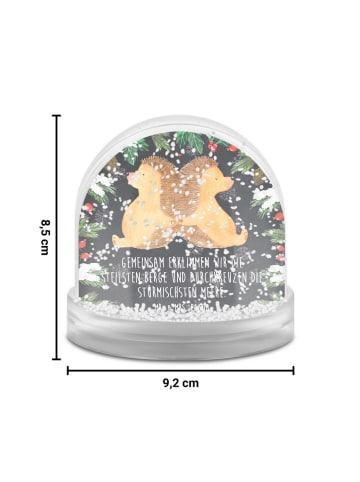 Mr. & Mrs. Panda Schneekugel Igel händchenhaltend mit Spruch in Kreidetafel
