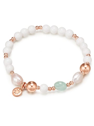 Lulu & Jane Perlen-Armband Metall-Legierung Aquamarin in roségold