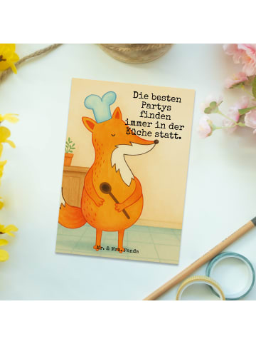 Mr. & Mrs. Panda Postkarte Fuchs Koch Design mit Spruch in Weiß