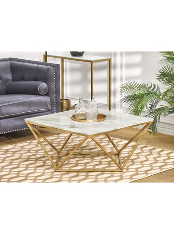 Beliani Couchtisch MALIBU in Beige/Gold - (W) 80 x (H) 41 x (L) 80 cm