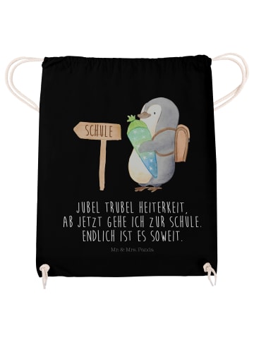 Mr. & Mrs. Panda Jutebeutel Pinguin Schultüte mit Spruch in Schwarz