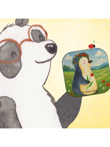Mr. & Mrs. Panda Bierdeckel Pinguin Blumen Design ohne Spruch in Weiß