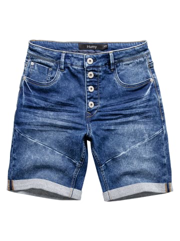 Humy Denim Bermuda Shorts mit Used Jeans Design A&S in Dunkelblau