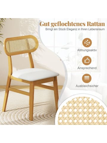 COSTWAY 2er Set Esszimmerstühle in Beige