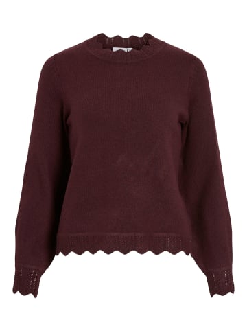 Vila Weicher Strickpullover mit Rundhalsausschnitt und Rippenbündchen in Weinrot