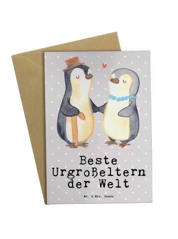 Mr. & Mrs. Panda Grußkarte Pinguin Beste Urgroßeltern der Welt m... in Grau Pastell