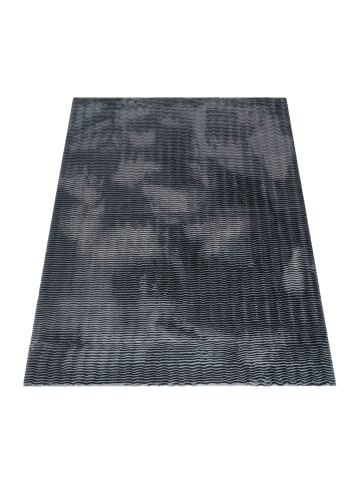 KADIMA DESIGN Hochflor Teppich waschbar Unifarben Struktur Schlafzimmer in Anthrazit