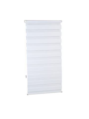 relaxdays Doppelrollo Klemmfix in Weiß - (B)66 x (H)156 cm