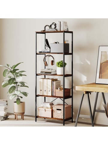 HOMCOM Bücherregal-79L x 35B x 161H cm-Rustikal-Braun